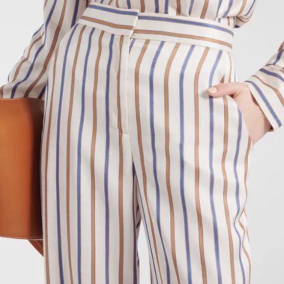 Veronica Beard Twill Grigore Striped Wide-Leg Pants Size 12 - Picture 7 of 16